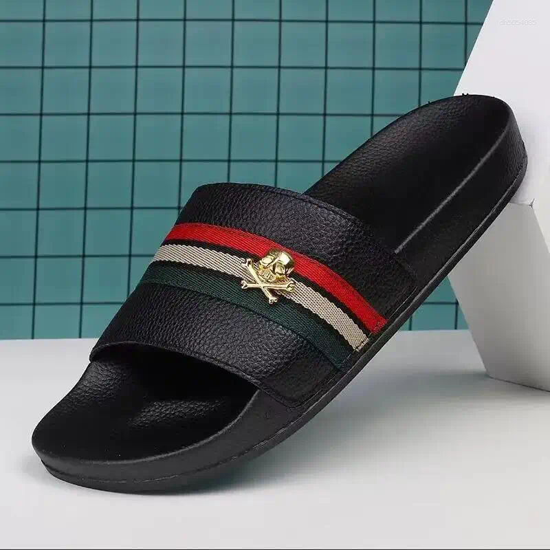 Slippers Men's Luxury Shoes Leather Brand Thick Sandals Summer Beach Sandals Flip Flops Breathable EVA Non-slip Slides