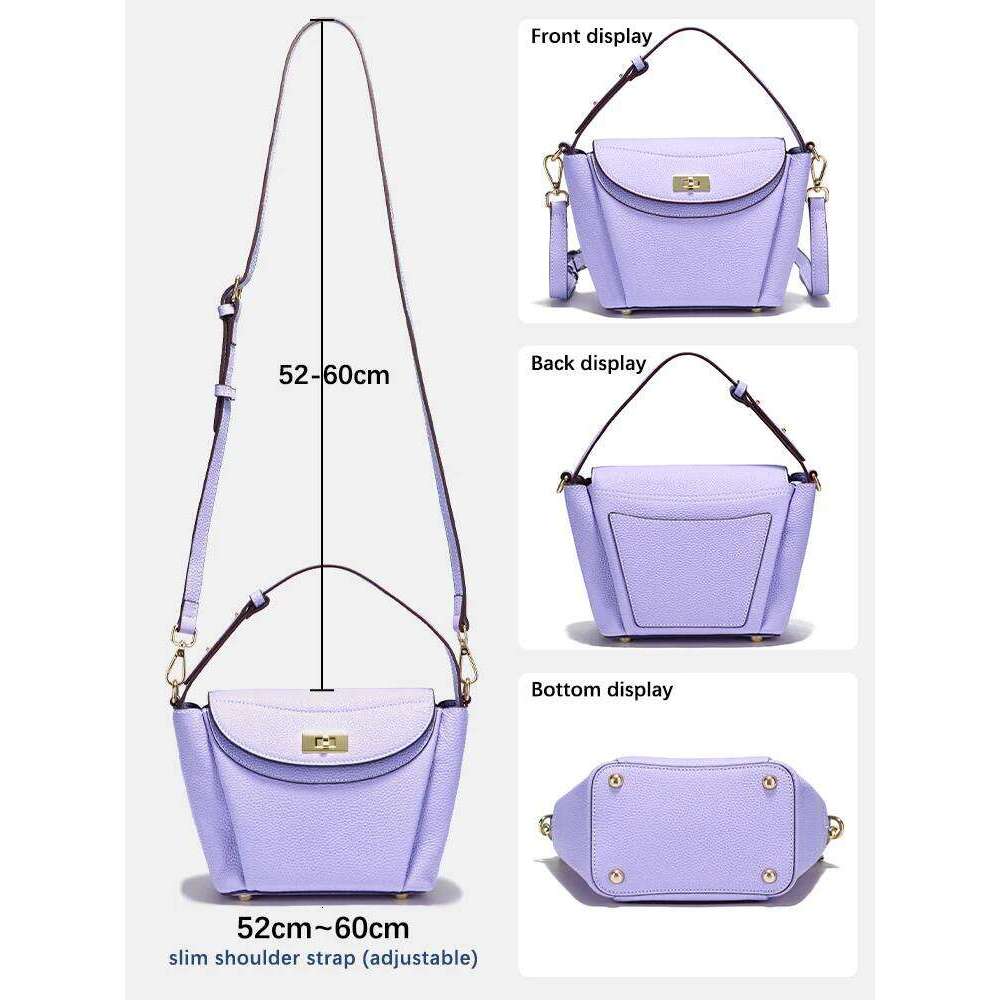 Zency Genuine Leather Tote For Women Elegant High End Shoulder Crossbody Handbag Top Handle Bags Noble Purple Bag