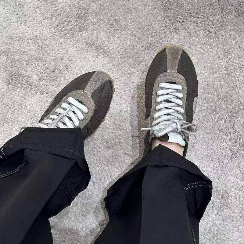 Cowhide Version~2025 New Color Block Fashion Versatile Round Toe German Training Unisex Flat Lace-up Sports Casual Shoes