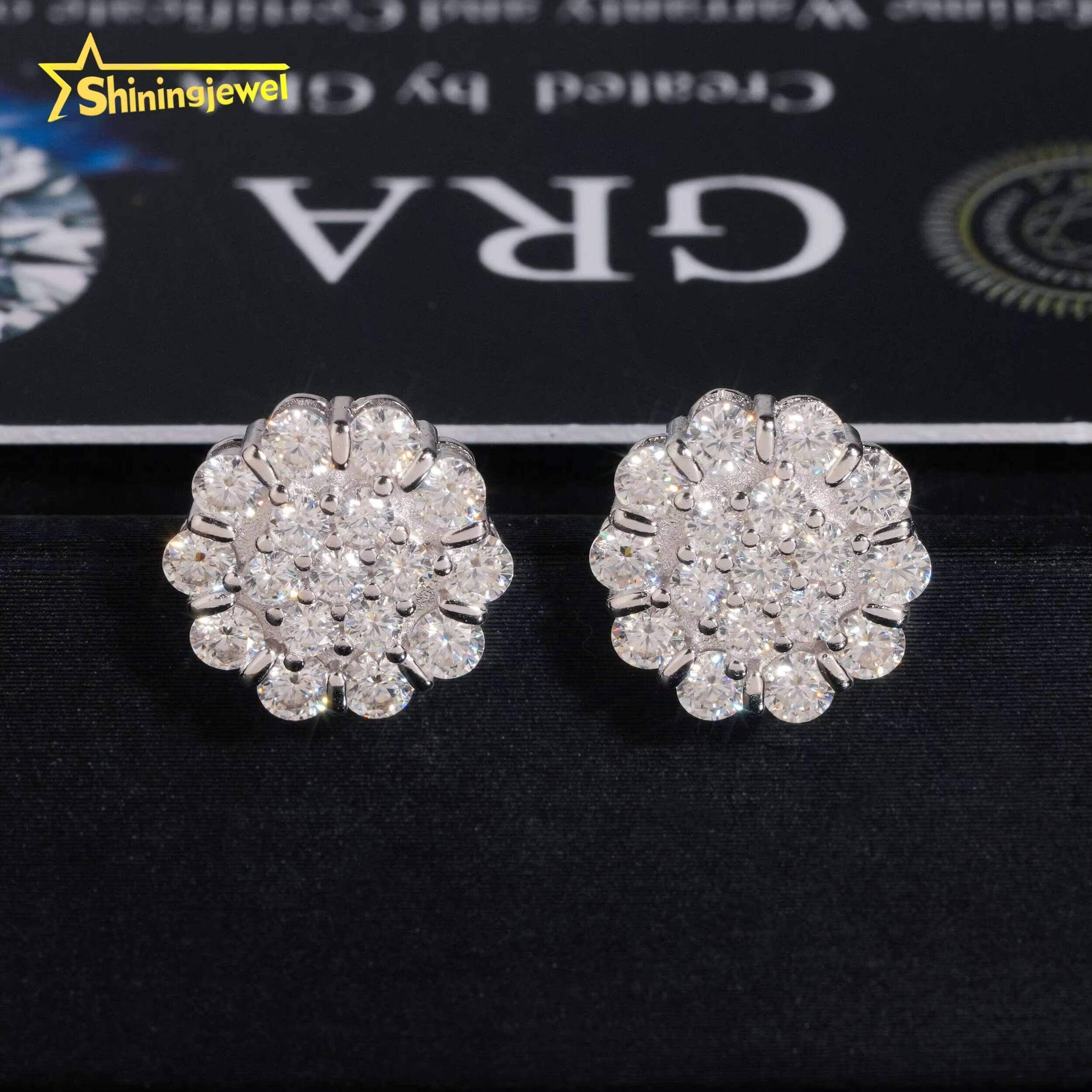 Fashion Jewelry Factory Price Iced Out Diamond Hip Hop S925 Sterling Silver Men Moissanite Earring