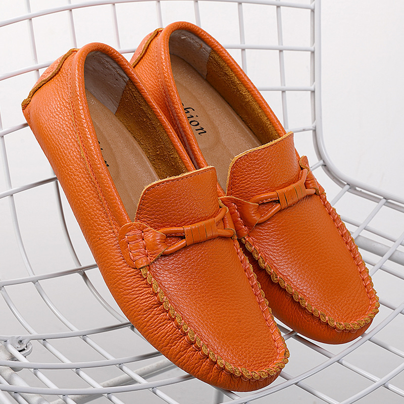 Live First Layer Cowhide Lazy Small Size Men's Casual Versatile Soft Surface Leather Loafers Driving Shoes ddmymoon