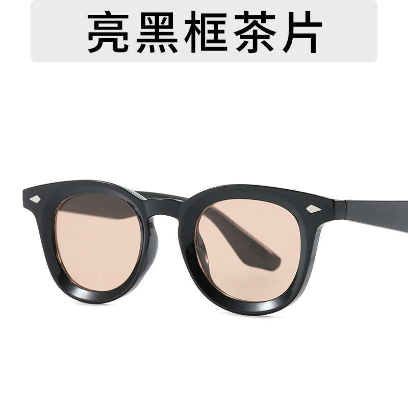 Classic Gradient Black Round Frame Fashion Sunshade Wear Glasses Unisex Designer Driving Lightweight Sunglasses