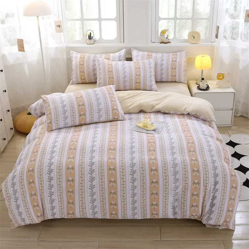 2025 new A double-layer yarn knitted cotton four-piece set water machine machine wash bed sheet four-piece set Y250819