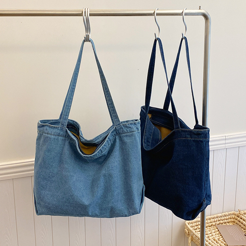 2025 Autumn New Large Capacity Solid Color Washed Cowboy Bag Student Commuter Shoulder Bag Women's Art Leisure Handbag Women's Crossbody Bag