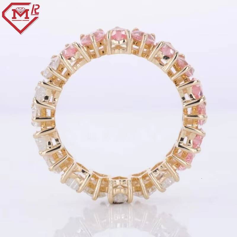 Custom Moissanite Wedding Ring 3 Prong 14k Yellow Gold D VVS Two Tone Heart Cut Moissanite Ring