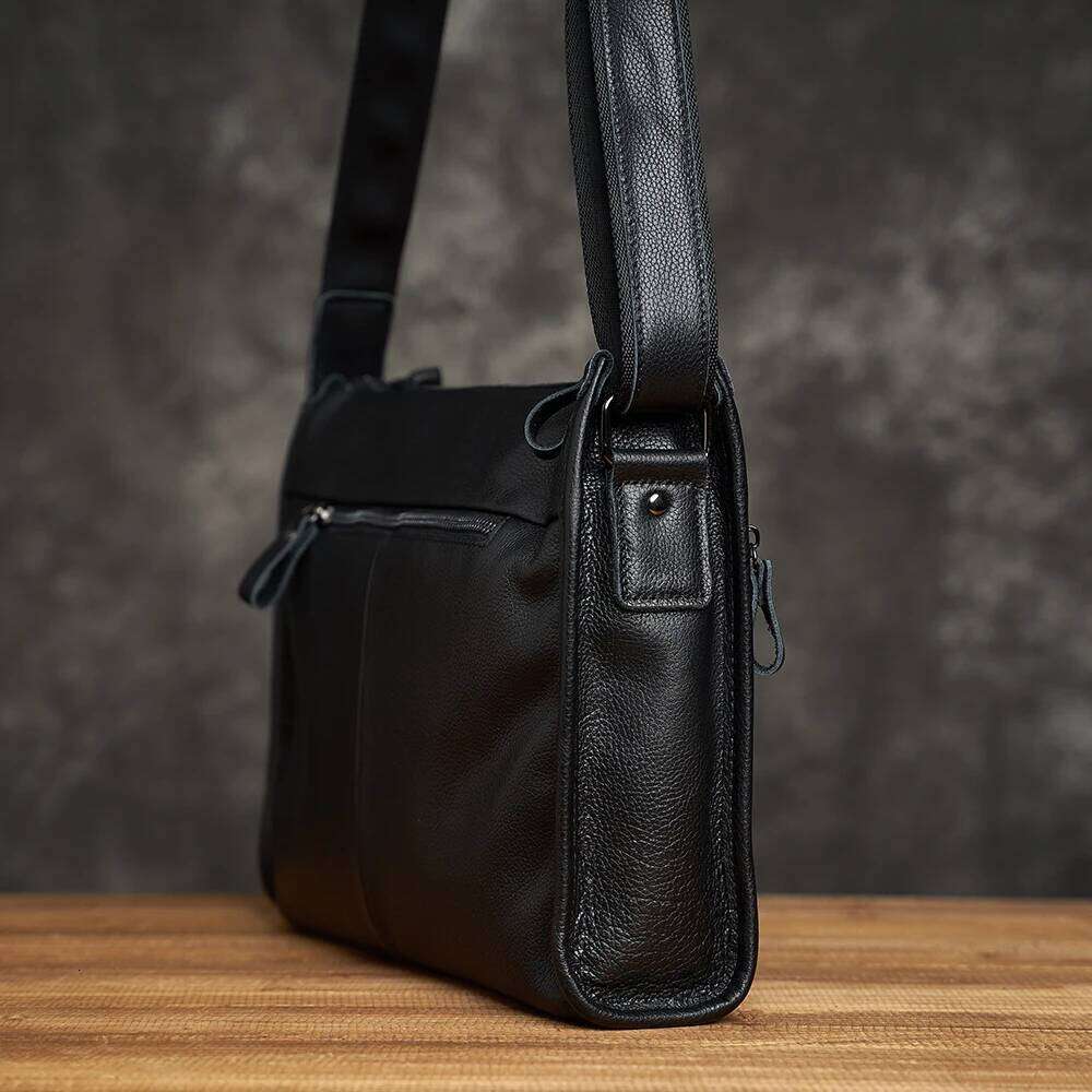 ZRCX Men's Soft Leather Shoulder Head Layer Cowhide Casual Simple Business Messenger Bag Horizontal Large-Capacity