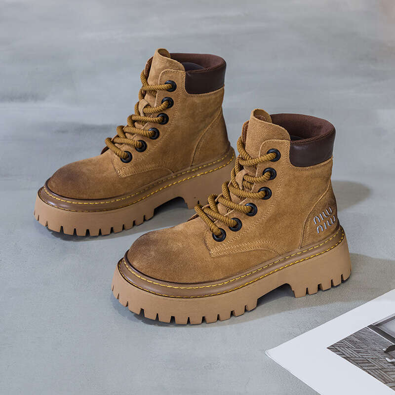 Platform Martin 2024 Autumn Winter New Workwear Western Cowboy Chunky Shoes British Style Short Boots for Women