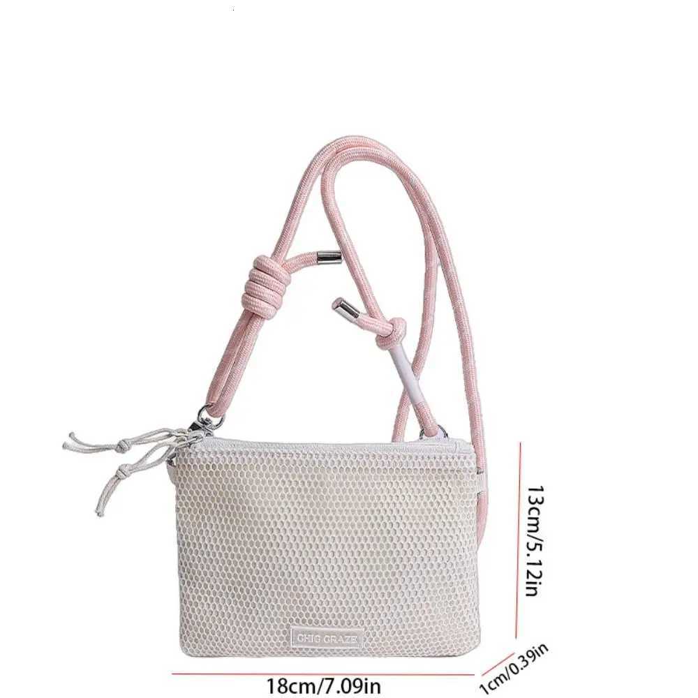 Sweet Korean Style Nylon Mesh Bag Double-layer Purse Nylon Crossbody Bag Solid Color Wallet Bags Mobile Phone Bag Outdoor Y250819