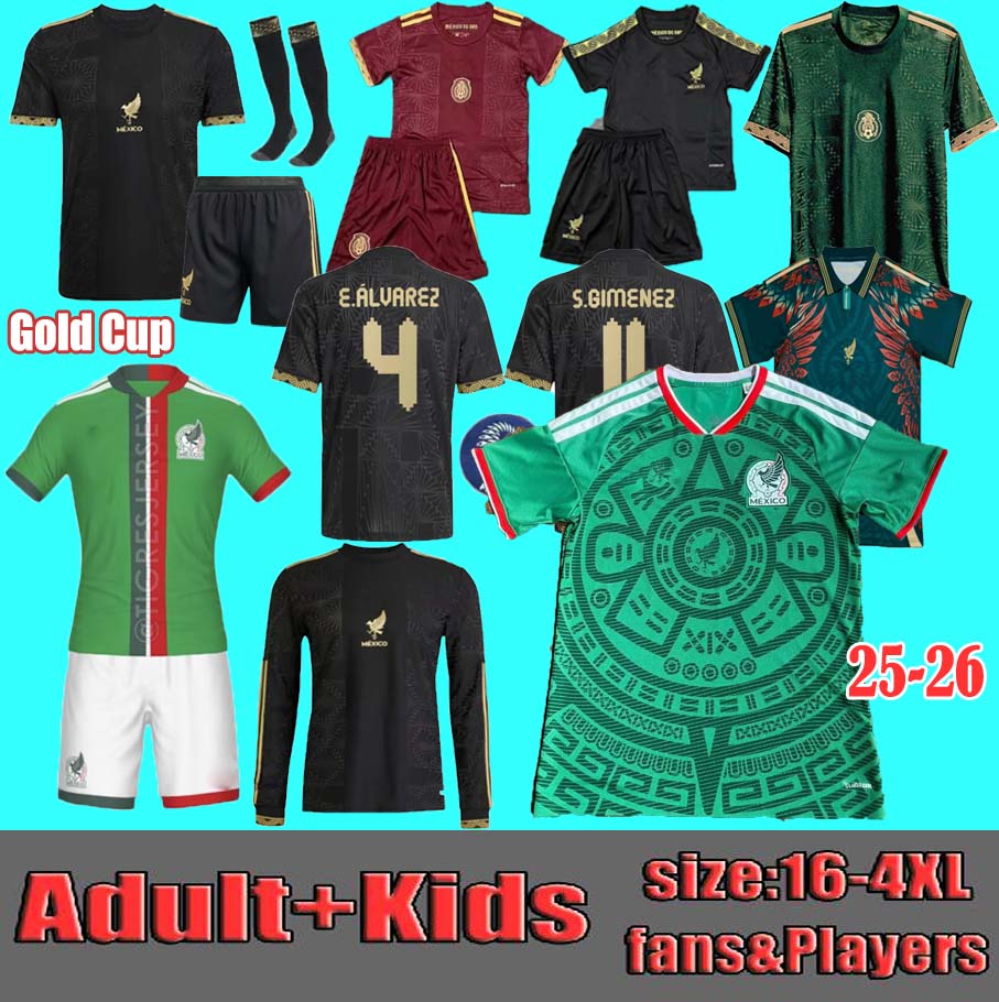 2025 MeXiCO Gold Cup Soccer Jerseys CHICHARITO 24 25/26 Home Away E. ALVAREZ RAUL H.LOZANO A.VEGA G.OCHOA S.GIMENEZ Football Shirt Mexique Men Kids WOMEN