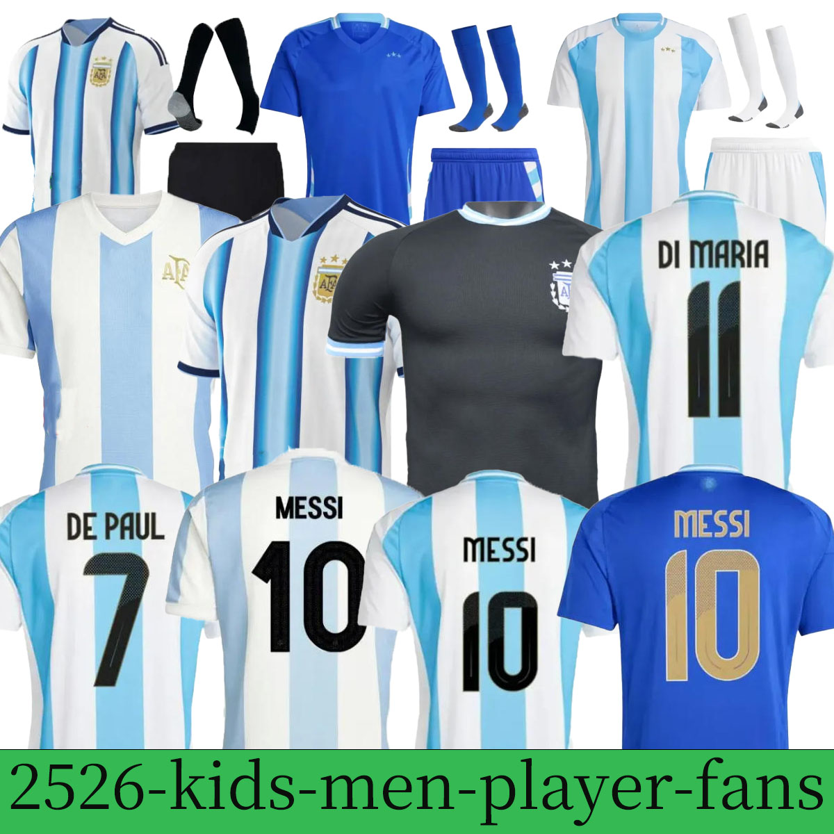 24 25 26 Argentinas soccer Jerseys MESSIS GARNACHO DE PAUL National Team MARTINEZ Fans Player versio Maradona Football Shirts 2025 SUAREZ Miamis FC men kids Kit