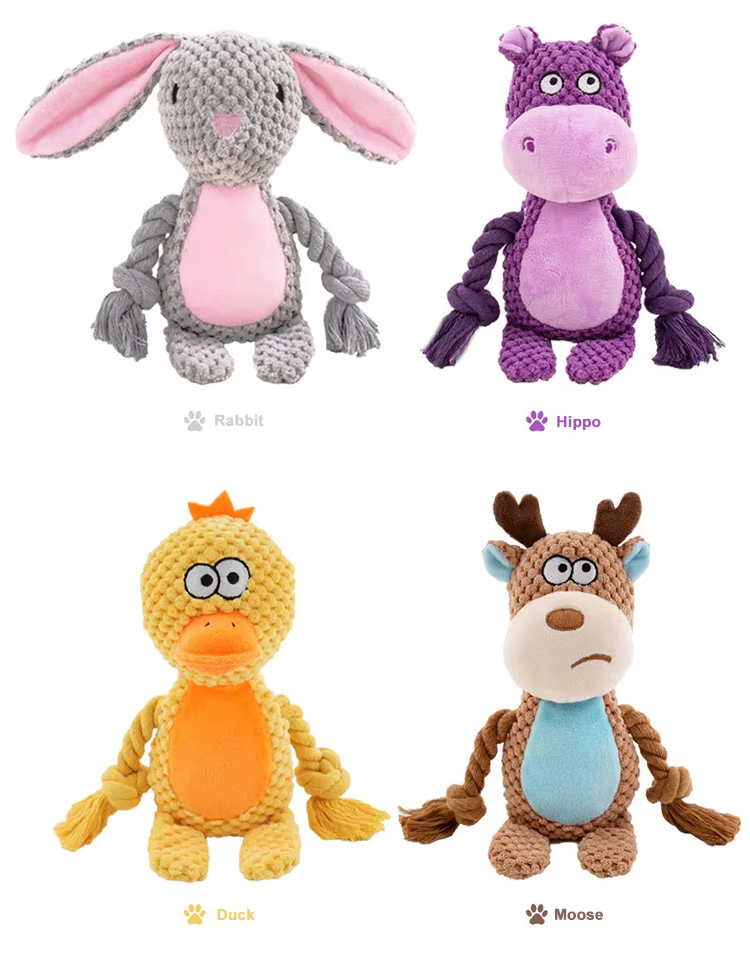 Squeaky Dog Chew Toys Stuffed Animal Sound Pet Plush Toy for Puppy Teeth Clean Interactive Funny Indestructable Dog Toys
