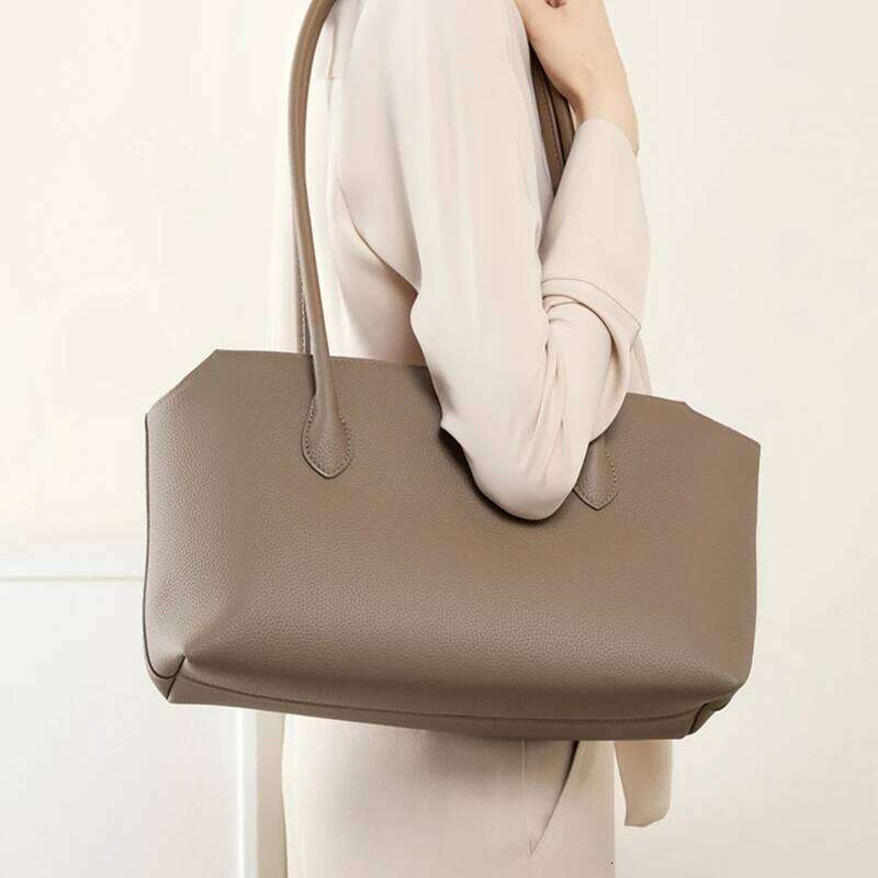 Hifashion Cowhide Genuine Leather Large Underarm Shoulder Bags For Women Designer Shopping Tote Work Ladies Handbags