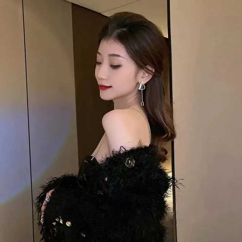 3 Letter Tassel Earrings Female S925 Silver Needle New Luxury Shining Long Earrings for Women Korean Designer Jewelry Y2k Y250820