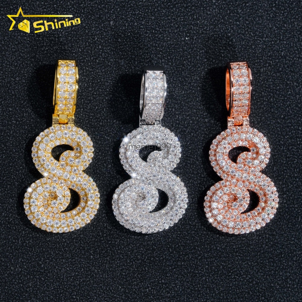 Factory Price Custom Initial Name Charm Hip Hop Solid 925 Silver Iced Out VVS Moissanite Letter Pendant