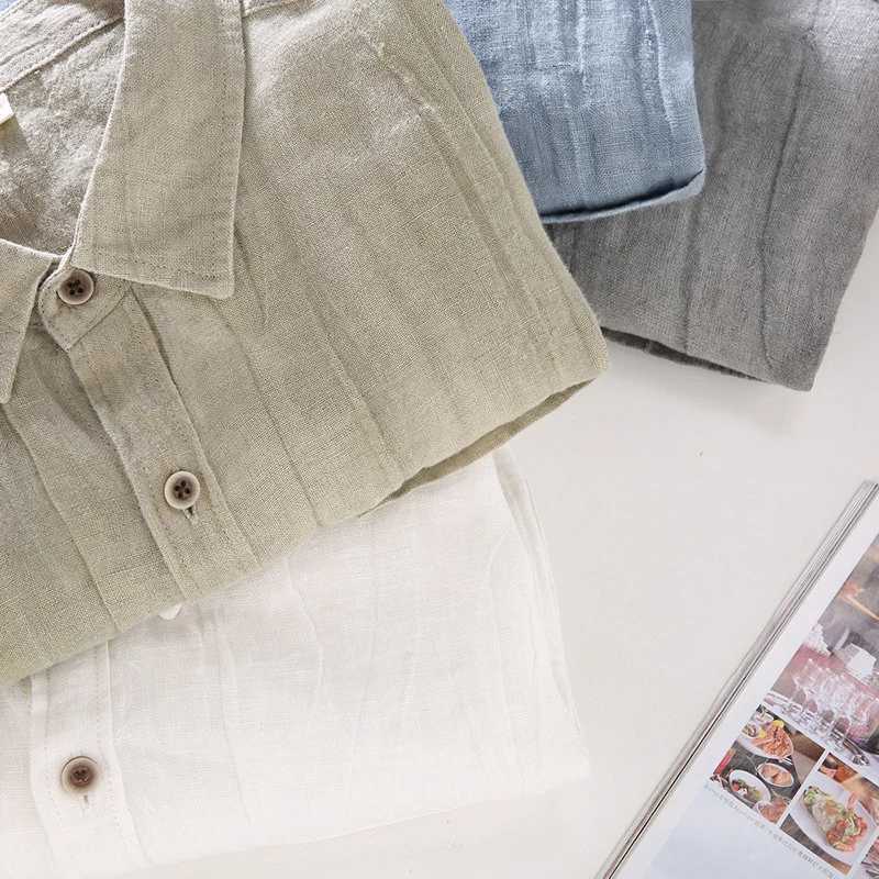 Designer New Short Sleeve Casual 100% Linen Quality Shirt Men Brand Trend Breathable Top Clothes Chemise Homme Y250819