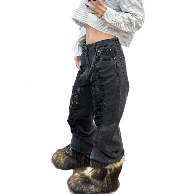 2025 New Ripped Design Long Pants Women's High Waist Wide Leg Street Y2K Jeans