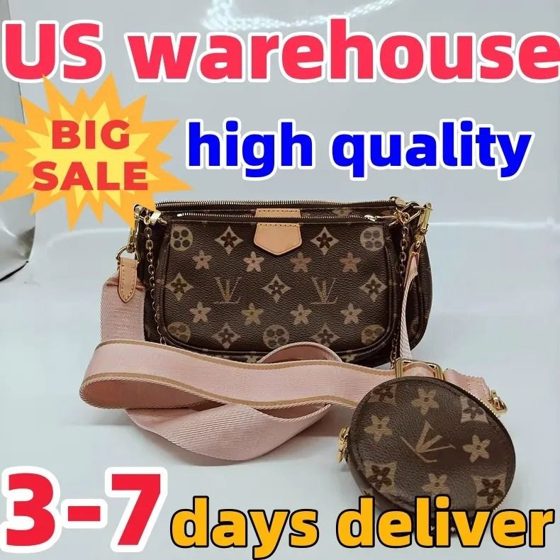 Us warehouse luxury designer bag shoulder bag old flower bag crossbody designer bags pink messenger color fashion bags Chains Check black crossbody women black bag