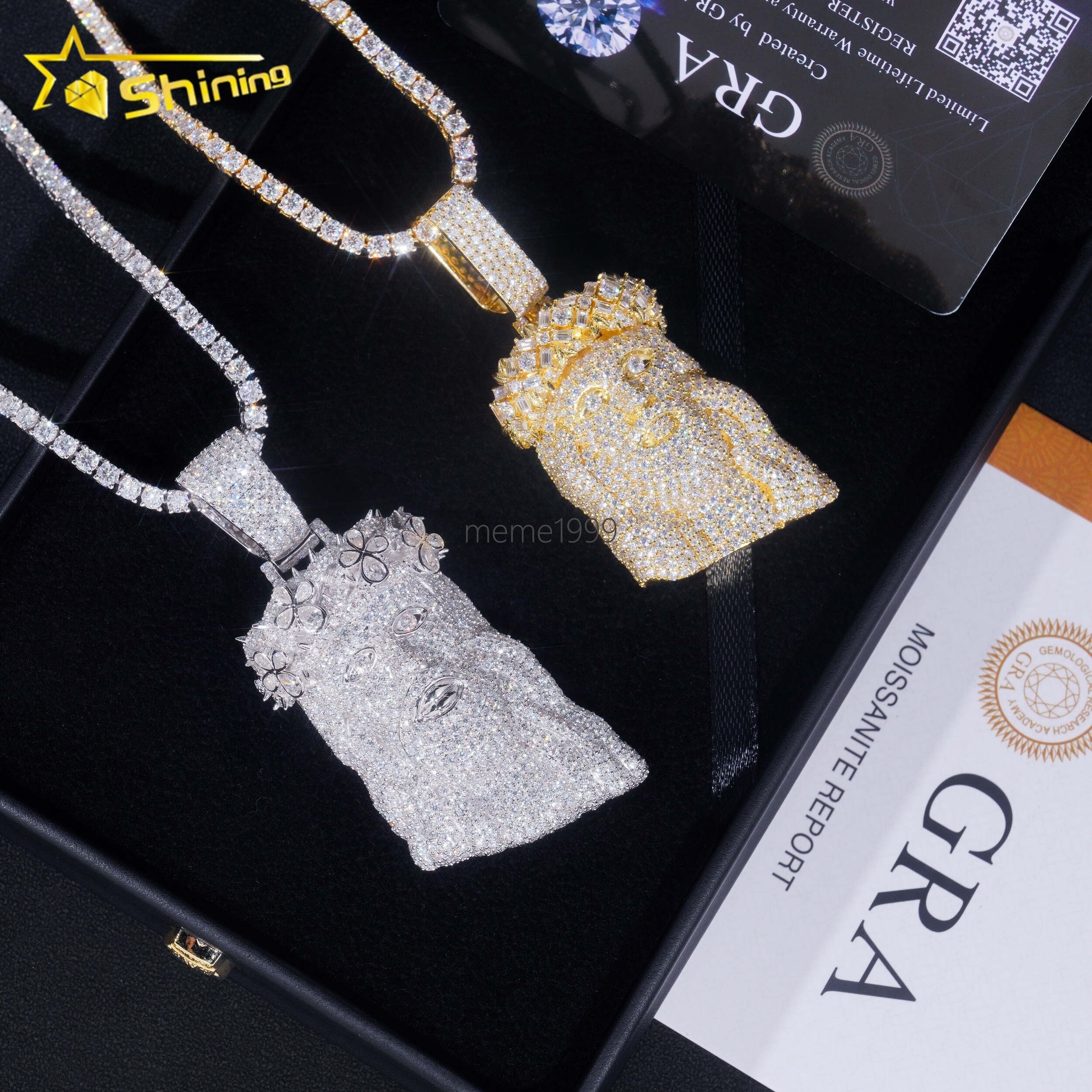 Fine Jewelry 925 Sterling Silver Gold Plated Diamond Iced Out Hip Hop 2.5 Custom Moissanite Pendant Jesus