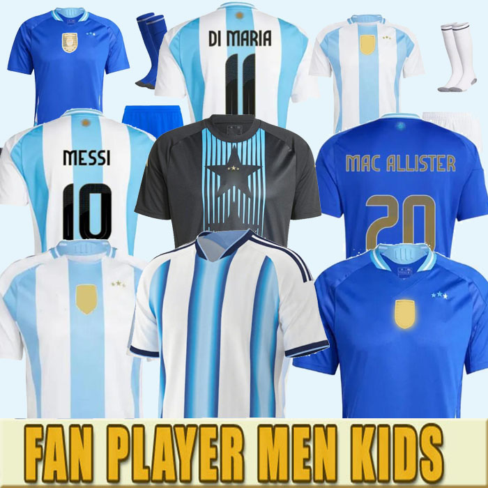 2024 2025 S-4XL 3 star Soccer Jerseys Pre match Training Fans Player Version MESSIS DYBALA DI MARIA MARTINEZ DE PAUL MARADONA Kids Kit Men Camisetas