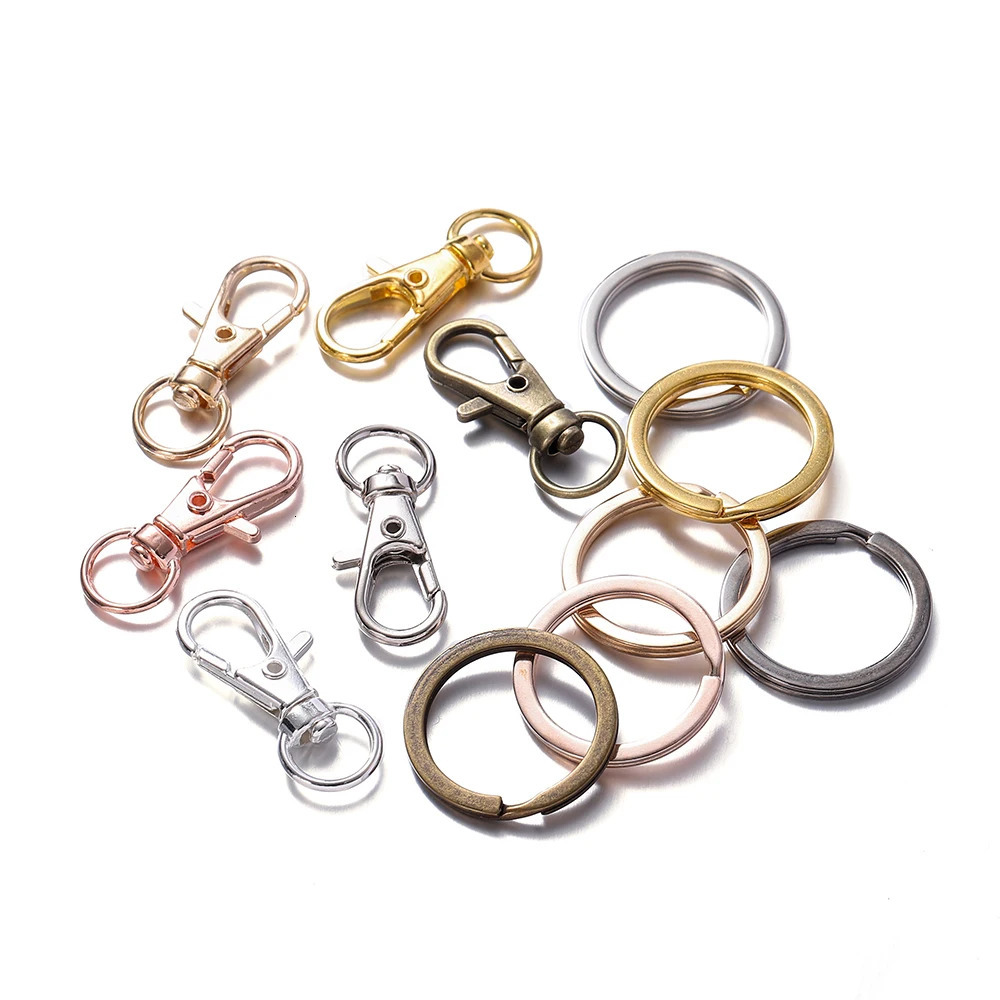 1020Pcs Swivel Clasps Set Lanyard Snap Hooks with Key Chain Rings Keychain Clip for DIY Necklace Bracelet Supplies 250811