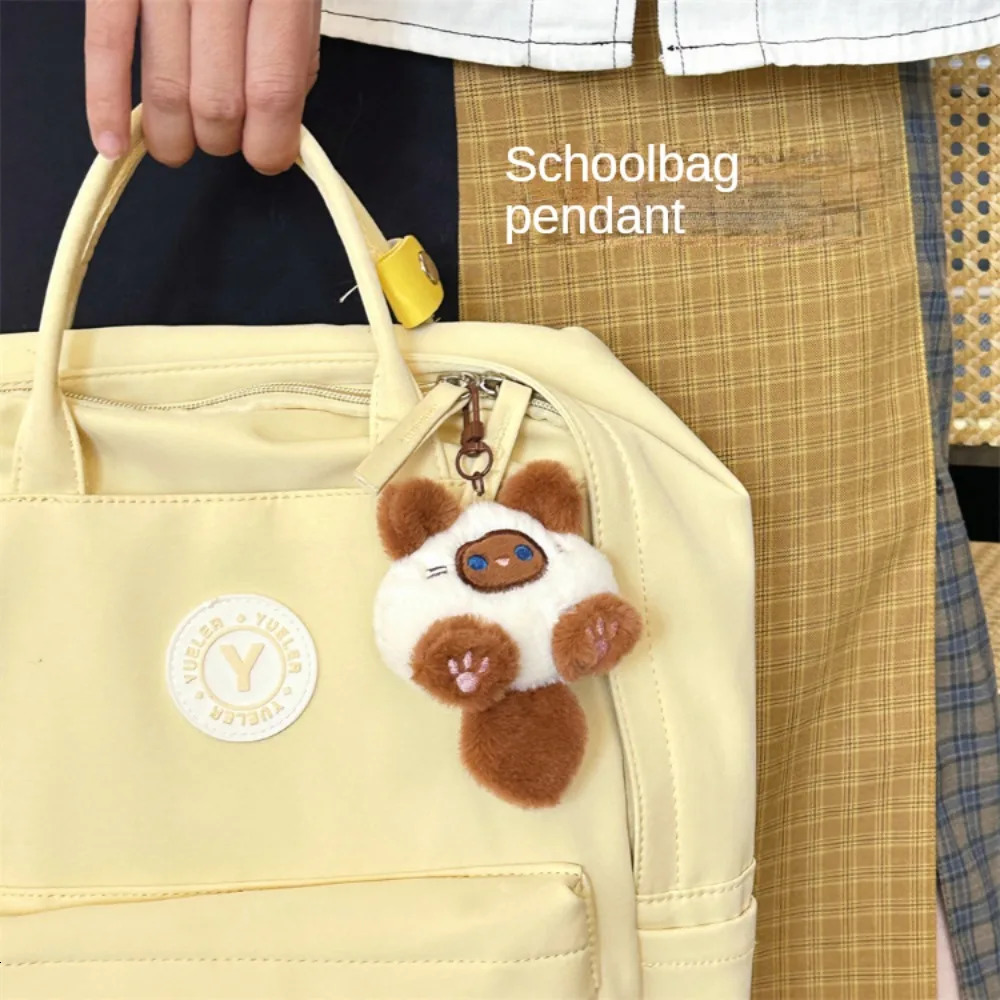 Cute Plush Cat Doll Pendant Girl Backpack Couple Bag Keychain Decorative Gift 250811