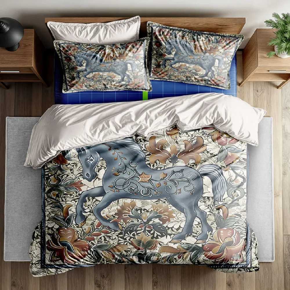 Swedish Dala Horses Duvet Cover Set EU Single Double King US Twin Full Queen Size Bed Linen Set Y250819