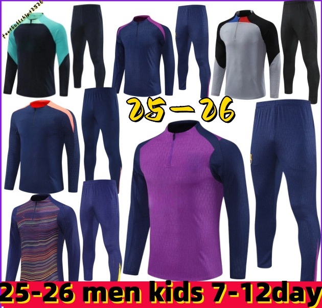 25 26 Barcelone LAMINE YAMAL PEDRI GAVI new training suit LEWANDOWSKI FERRAN 24 25 2026 Barcalona Half Zip Tracksuit Mens Kids KITS Long sleeves training suit
