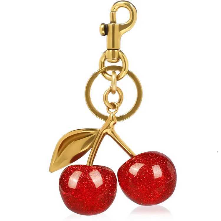 Fashion Imitation Red Cherry Keychain Fruits Cherries Pendant Keyring For Women Men Jewelry Bag Key Accessories Gift XJ250820