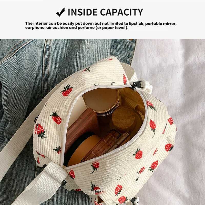 Cute Grass Shoulder Bag Strawberry Pattern Multi Pocket Phone Bag Casual Crossbody Bag Womens Makeup Bag Student Bag. Y250819