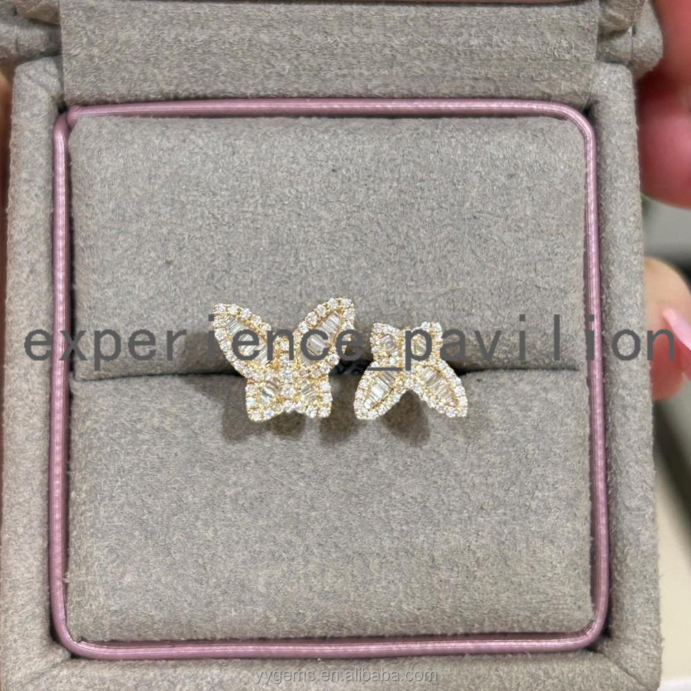 Fine Jewelry Baguette Moissanite Butterfly Open Ring 14K Gold Womens Fashion Wedding Ring Women Fine Rings