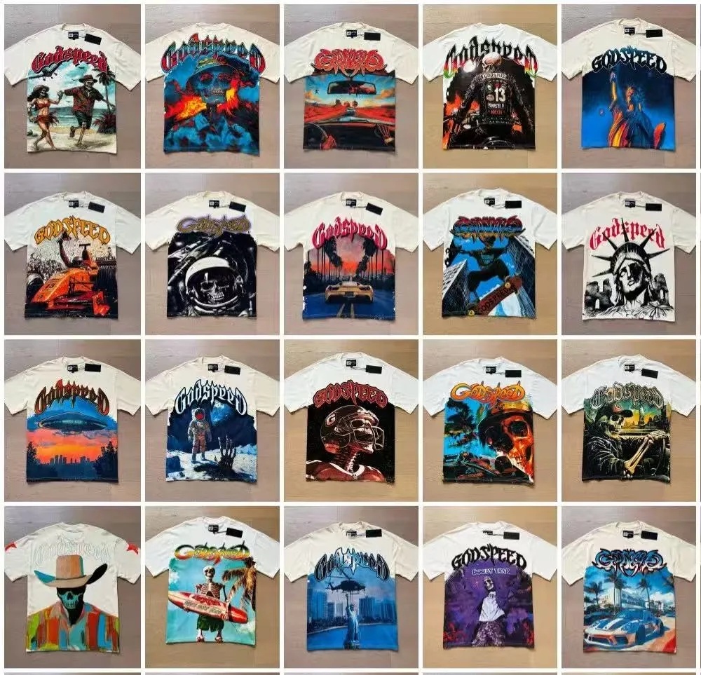 God Speed men shirt designer t shirt mens t shirt graphic tee clothe classical hipster fabric cotton Street graffiti Letter foil print Vintage washed black tee S-XL