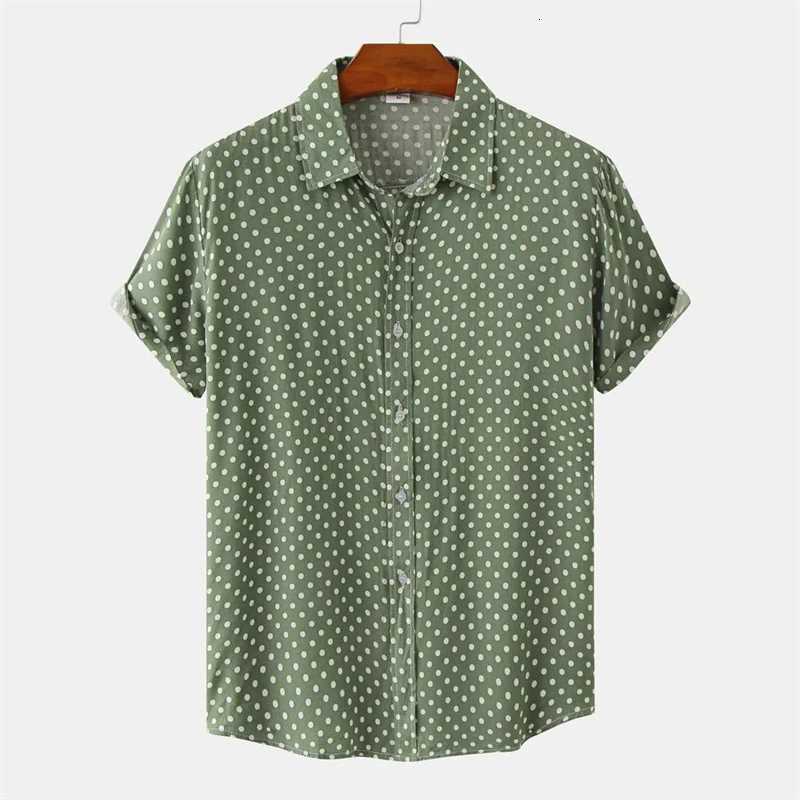 Fashion Solid Colored Dots Hawaiian Shirt Men Casual Short Sleeves Summer 3d Printed Button Blouse Tops Street Button Shirts Y250819