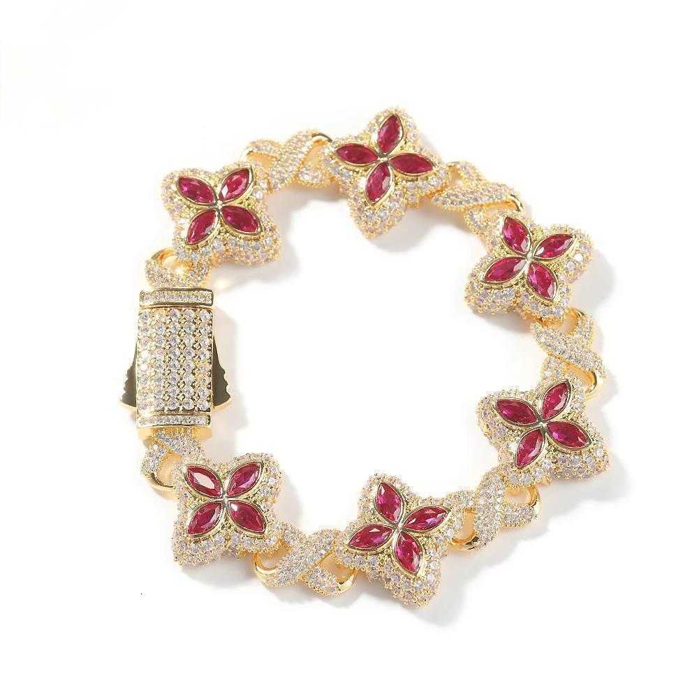 TBTK Multi Color CZ Floral Infinity Chain Bracelet Micro Paved Out 5A+ Cubic Zircon Clover Anklet Luxury Jewelry G250820