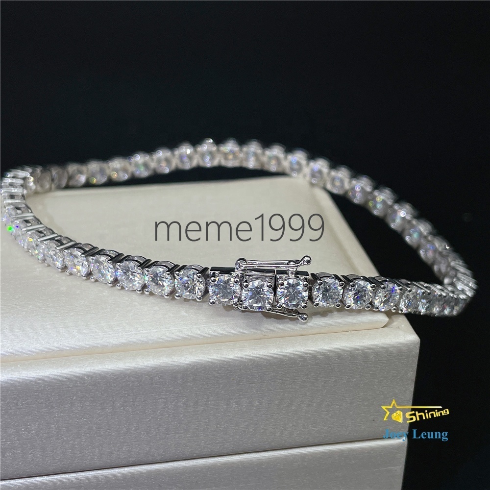 38.4CWT 4MM VVS Moissanite Lab Diamond Hip Hop Jewelry Bling Iced Out 18K Solid Gold Tennis Bracelets