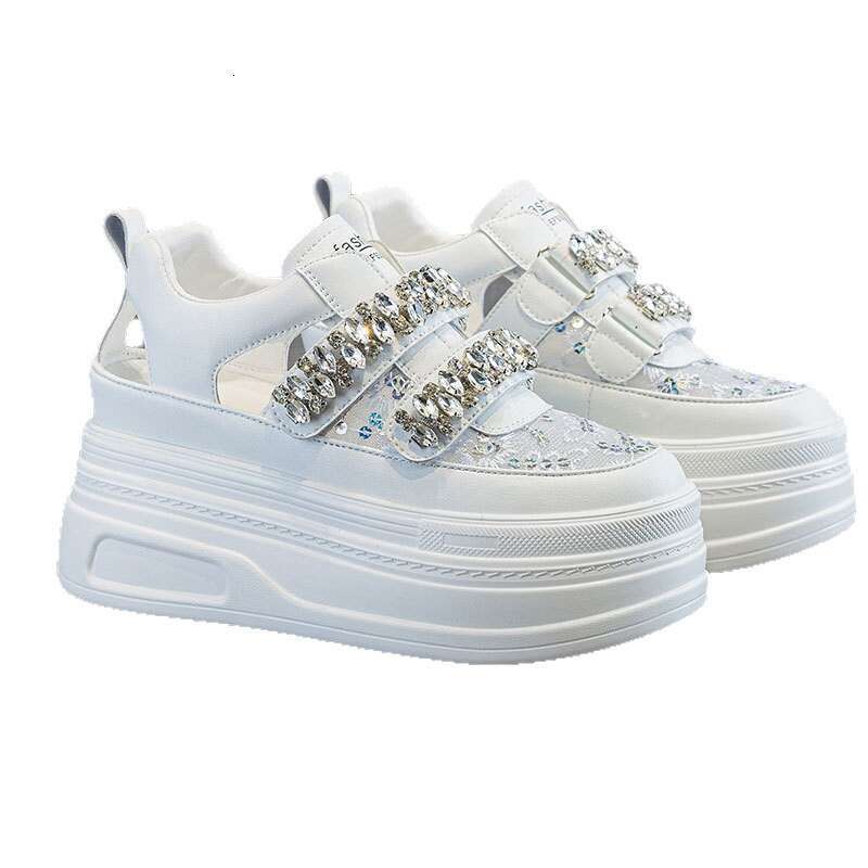 2025 New Summer Full Diamond Dad Shoes for Women, Platform Shoes, Thick Sole, Small Size, Invisible Height Increase of 8.5cm, Trendy