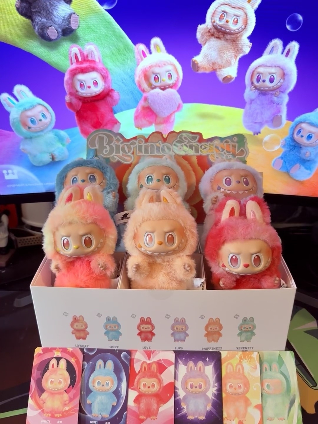 Hidden version Coke Labubu 3.0 id The Monsters Heartbeat Macaron Enamel Face Blind Box Pvc Figurine Labubu sitting party Kawaii Doll Kid Christmas Gifts T250318