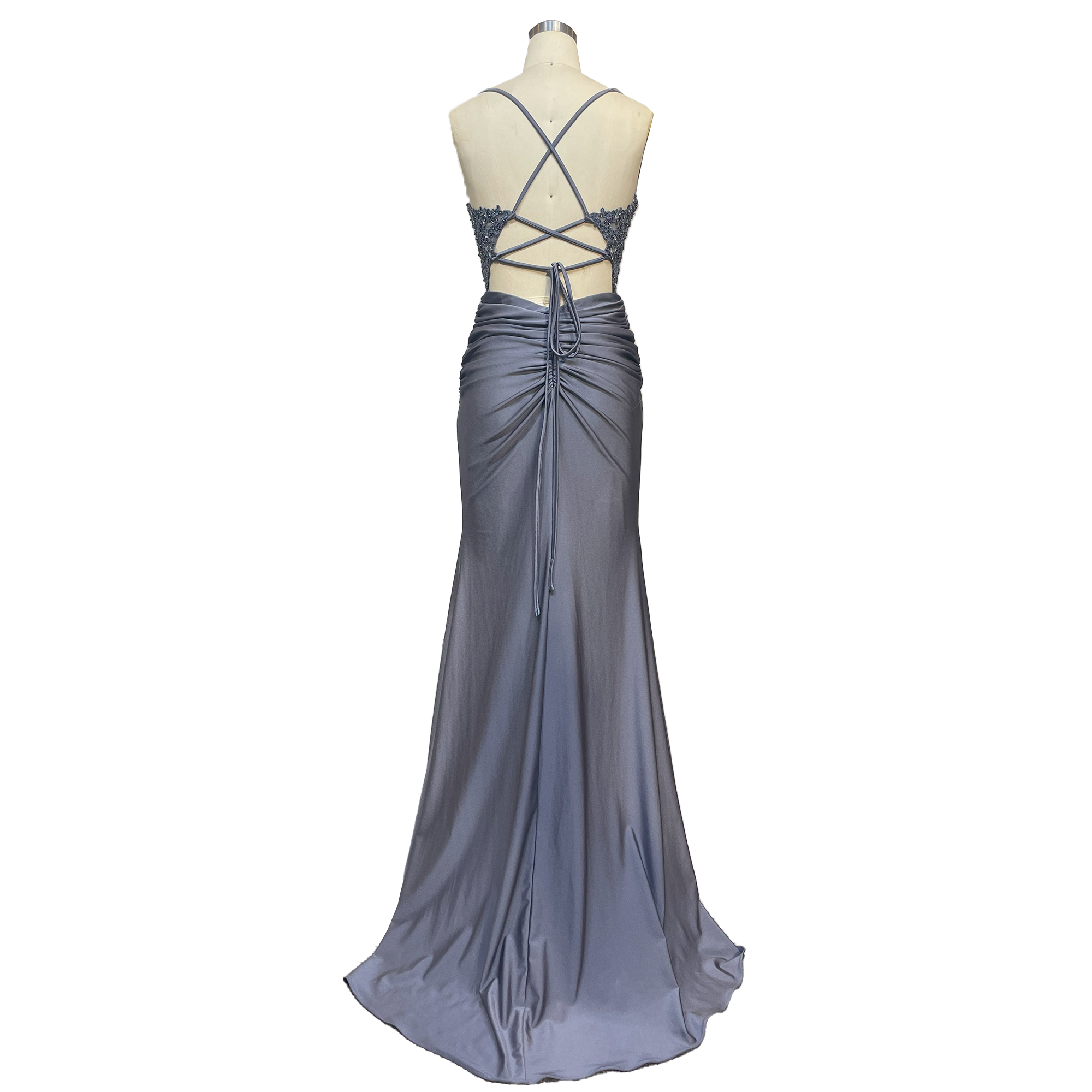 Elegant Sequin-Embellished Spaghetti Strap Mermaid Evening Gown with High Slit