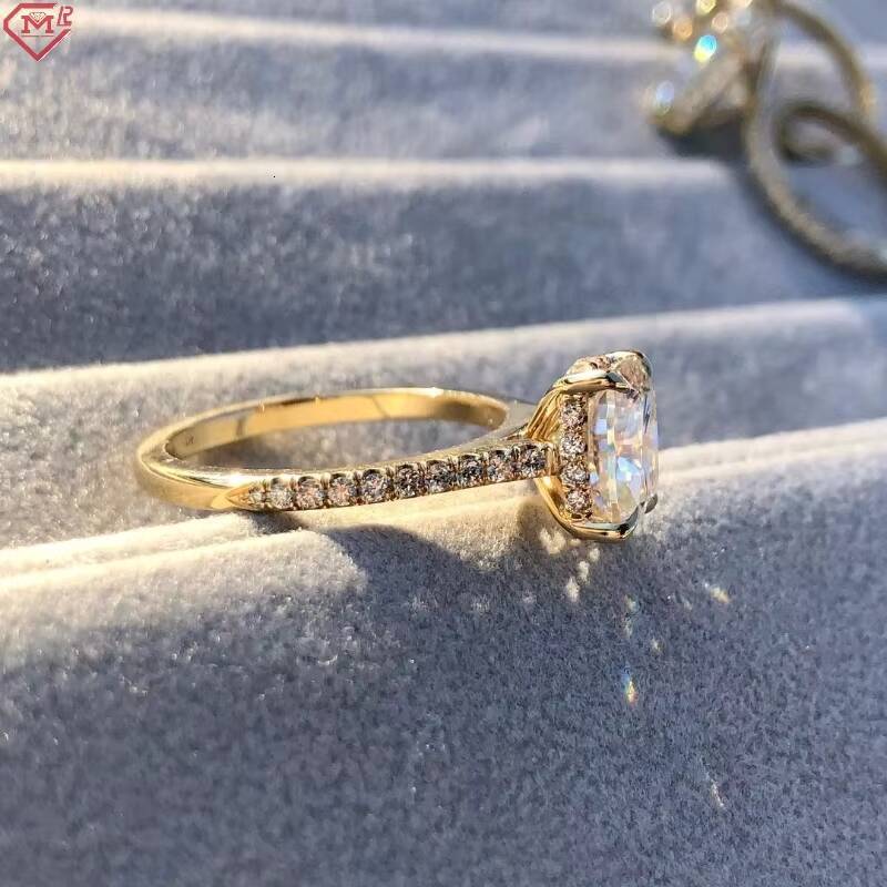 IGI CVD Lab Grown Diamond Ring Engagement Wedding 14k Gold 2ct VS1 Cushion Cut Diamond Rings