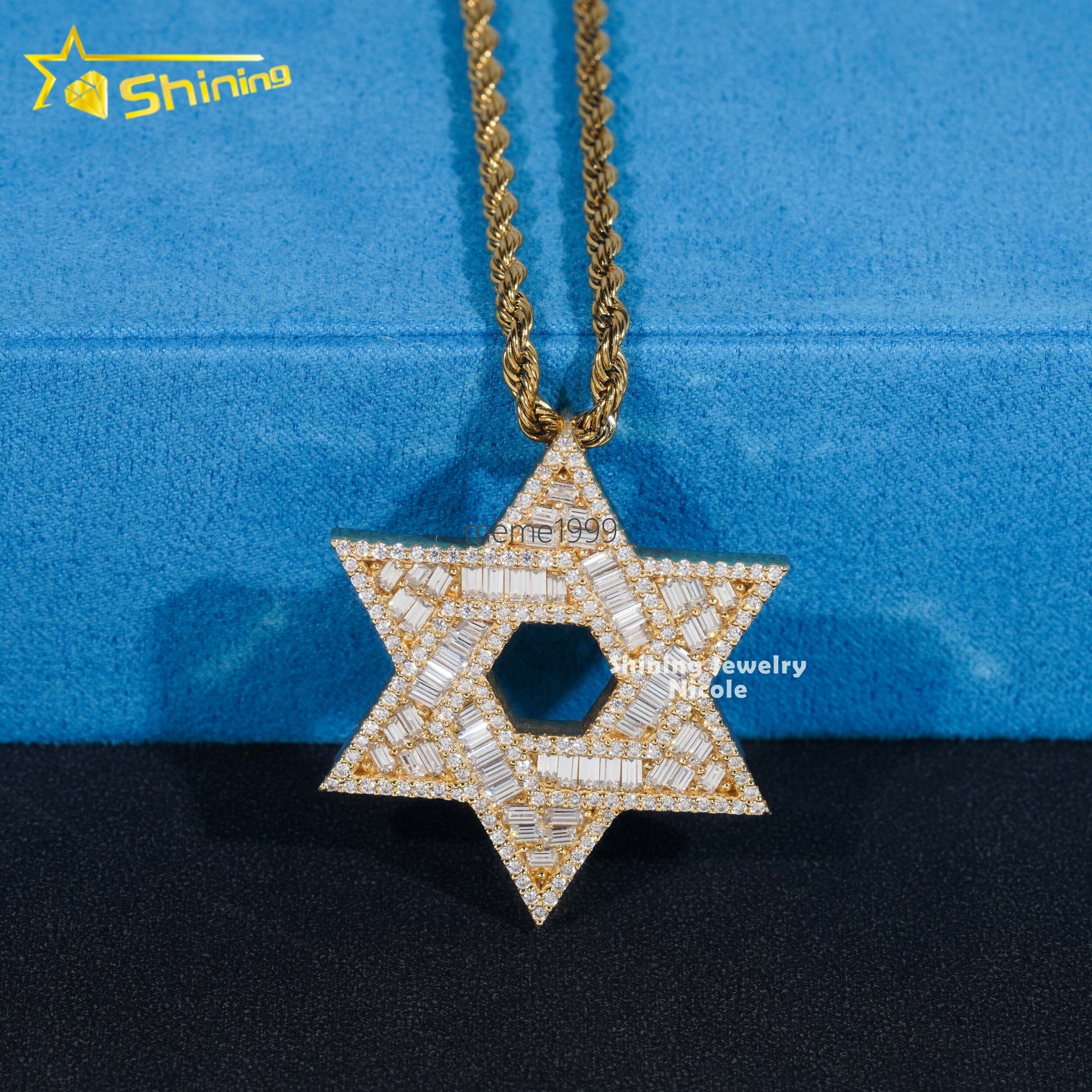 Custom High Quality Hip Hop Star 925 Sterling Silver Iced Out Baguette VVS Diamond Moissanite Pendant