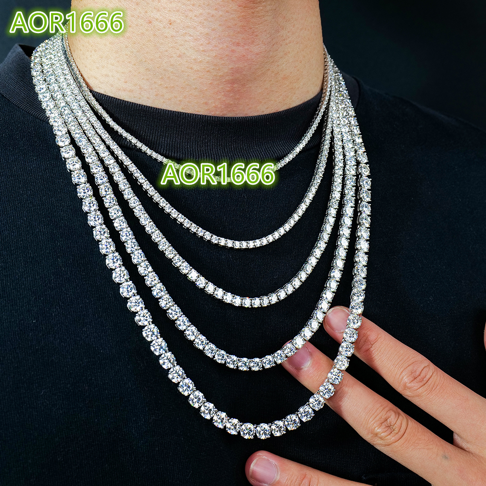 Mens and Womens Hip Hop Jewelry Trendy Wholesale 2mm-6mm Gra Certified 925 Silver Vvs Mossanite Moissanite Tennis Necklace Chain