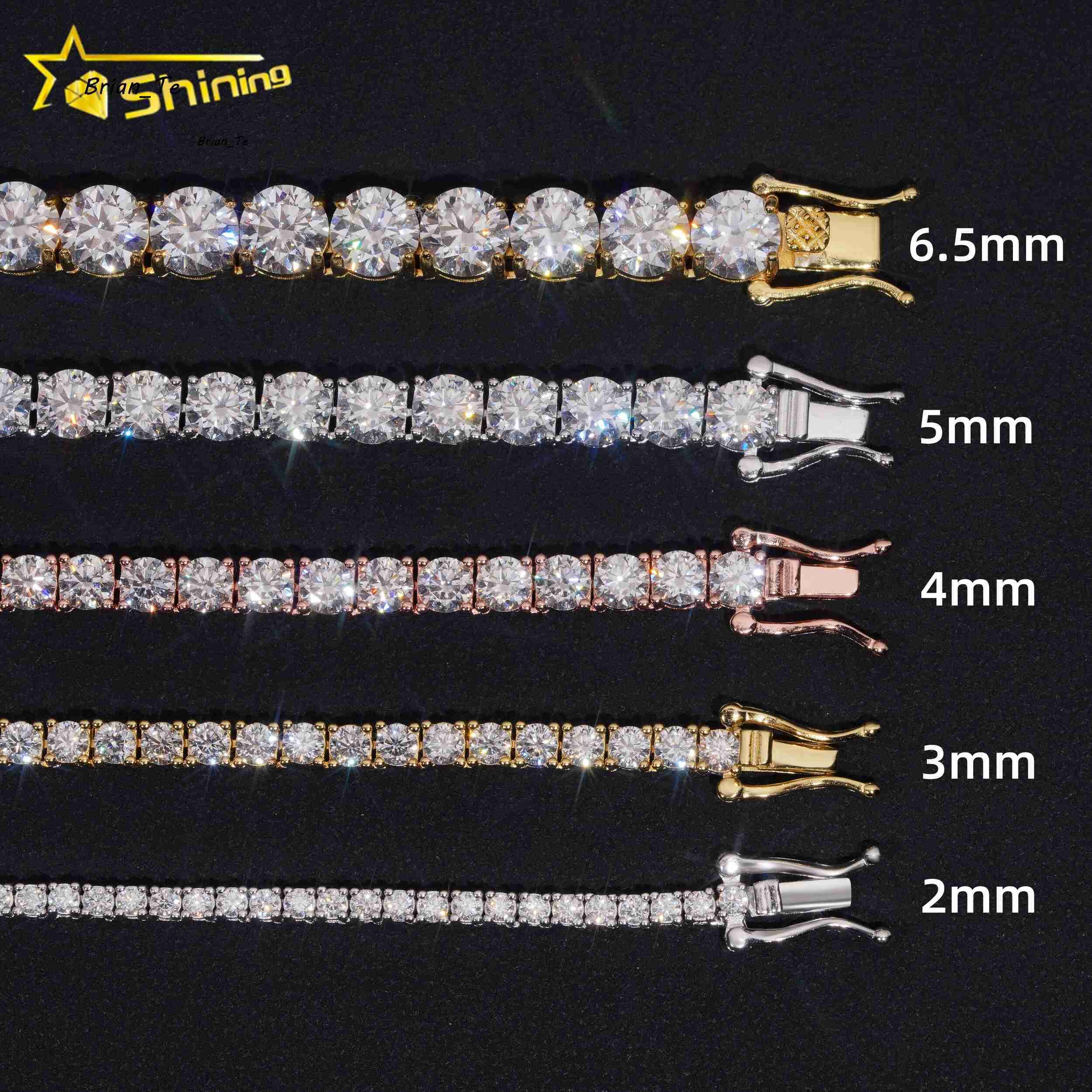 Large Stock Fine Jewelry Men Women Moissanite Tennis Bracelet Hip Hop Iced Out 925 Silver Moissanite Tennis Chain Ready to Ship