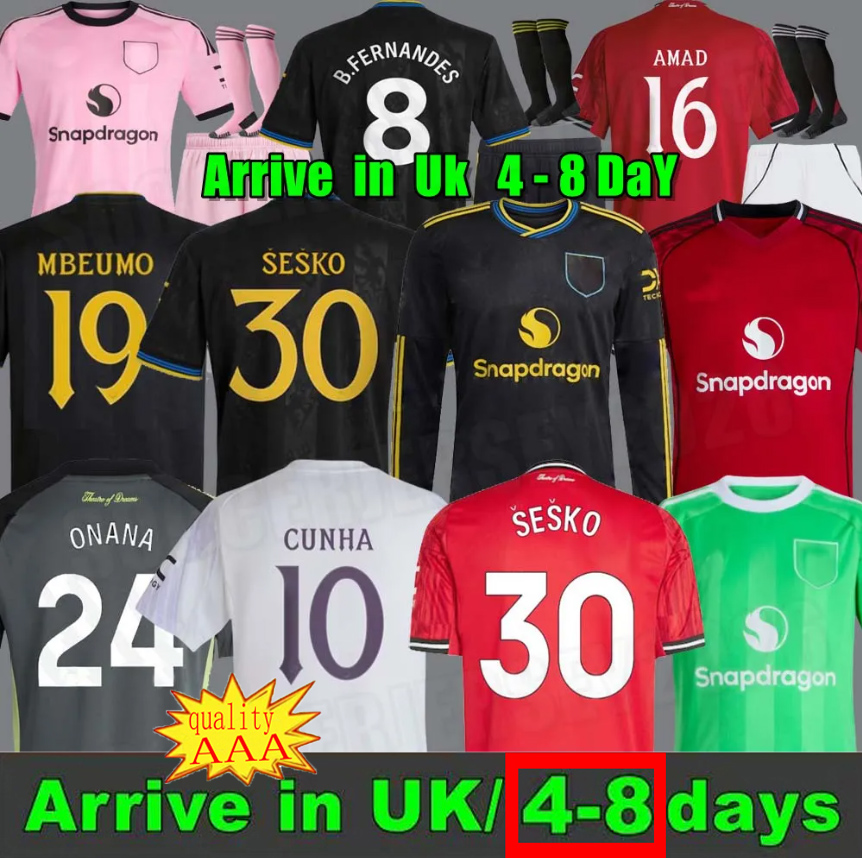 25 26 Sesko 30 15 YORO 4XL Stone Roses Soccer Jerseys CUNHA AWAY GARNACHO HOJLUND George MARTINEZ CASEMIRO UNTED Lunar third black 2025 football shirt fans .