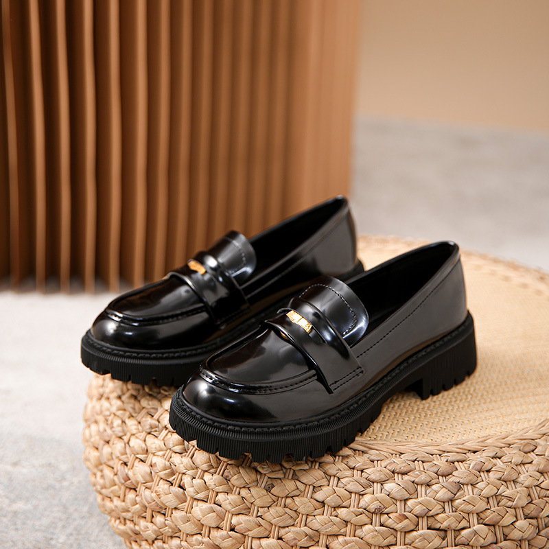 dress shoes designer 2025 Spring New Fashion Korean Style Patent Leather Mary Janes Flats for Women | Comfortable Chunky Low Block Heel Platform Doll 