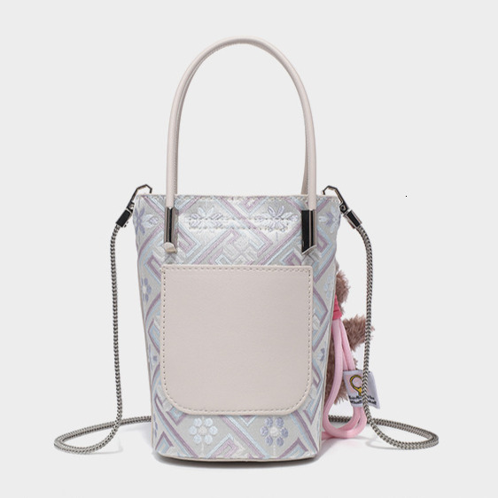 Free Shipping Designer Luxury Women's Chain Mini Handbag New Niche Phone Bag Fashion Brocade French Fries Pen Holder Single Shoulder Crossbody Sm