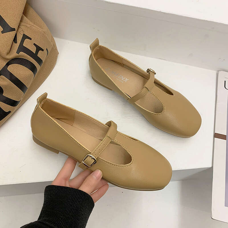 Design Sense Niche Mary Jane for Women Flat Korean Style Small Leather Internet Celebrity Soft Sole Casual Spring Summer Single Shoes