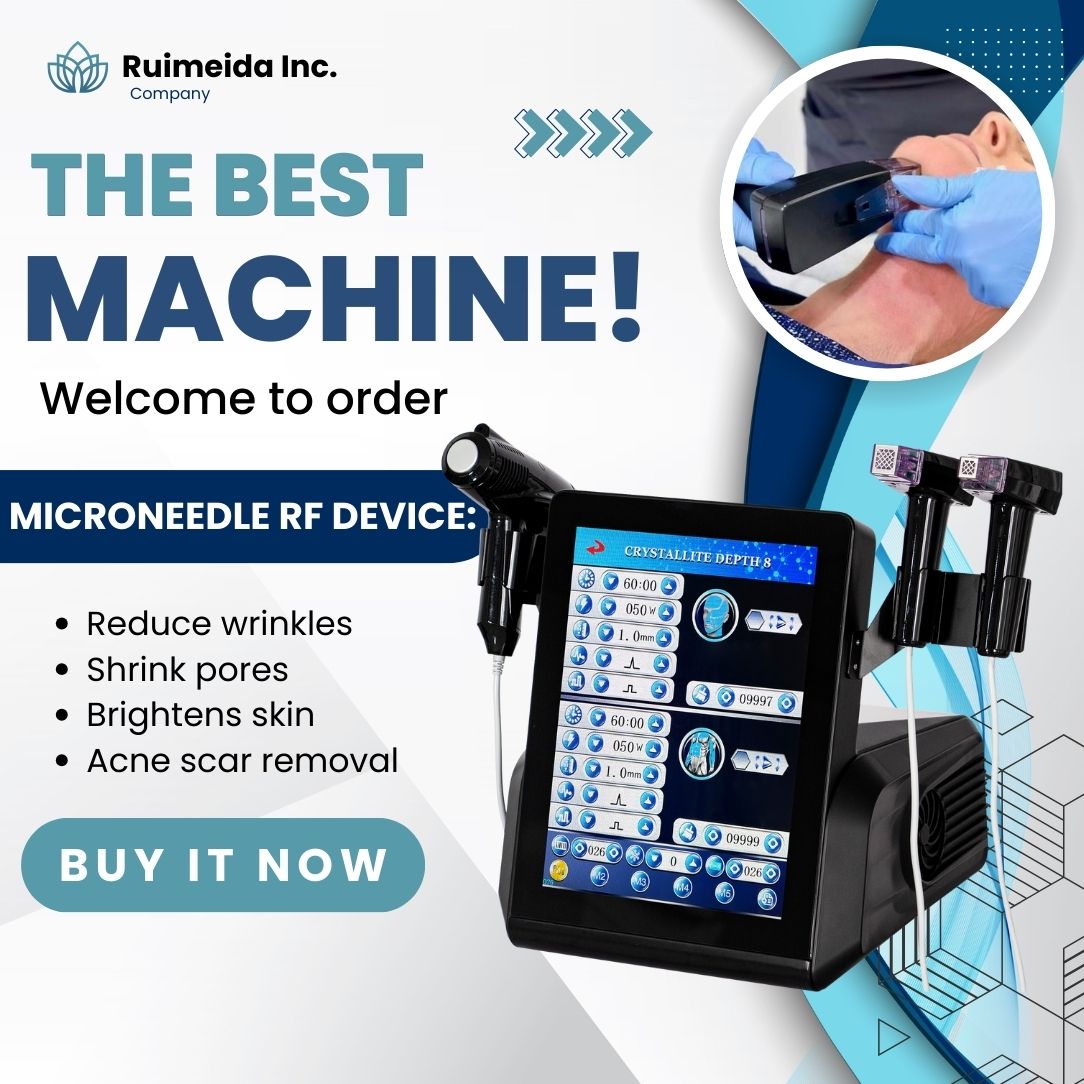 RF Microneedling Machine Portable 3 In 1 Device With Ice Hammer For Wrinkle Reduction Skin Rejuvenation Collagen Boost Anti-Aging Professional Beauty 
