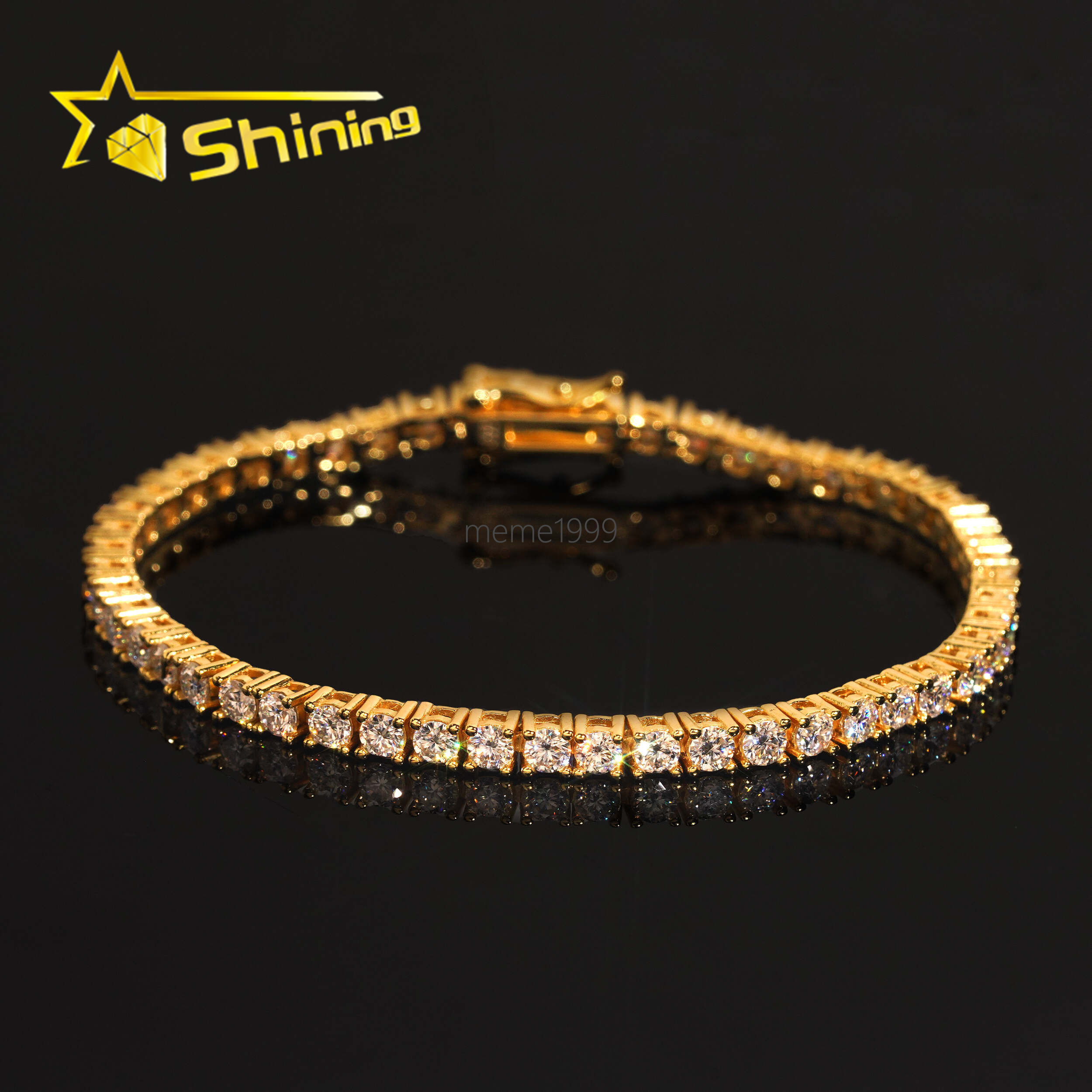 USA Warehouse Local Stock 3mm Tennis Bracelet 925 Solid Silver Hip Hop Iced Out GRA Moissanite Diamond Sparkling Tennis Bracelet