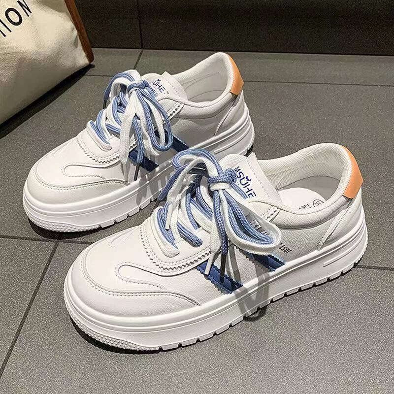 2023 Spring Mesh Breathable White Sneakers for Women New Versatile Sports Casual Dad Shoes Soft Sole Summer Style