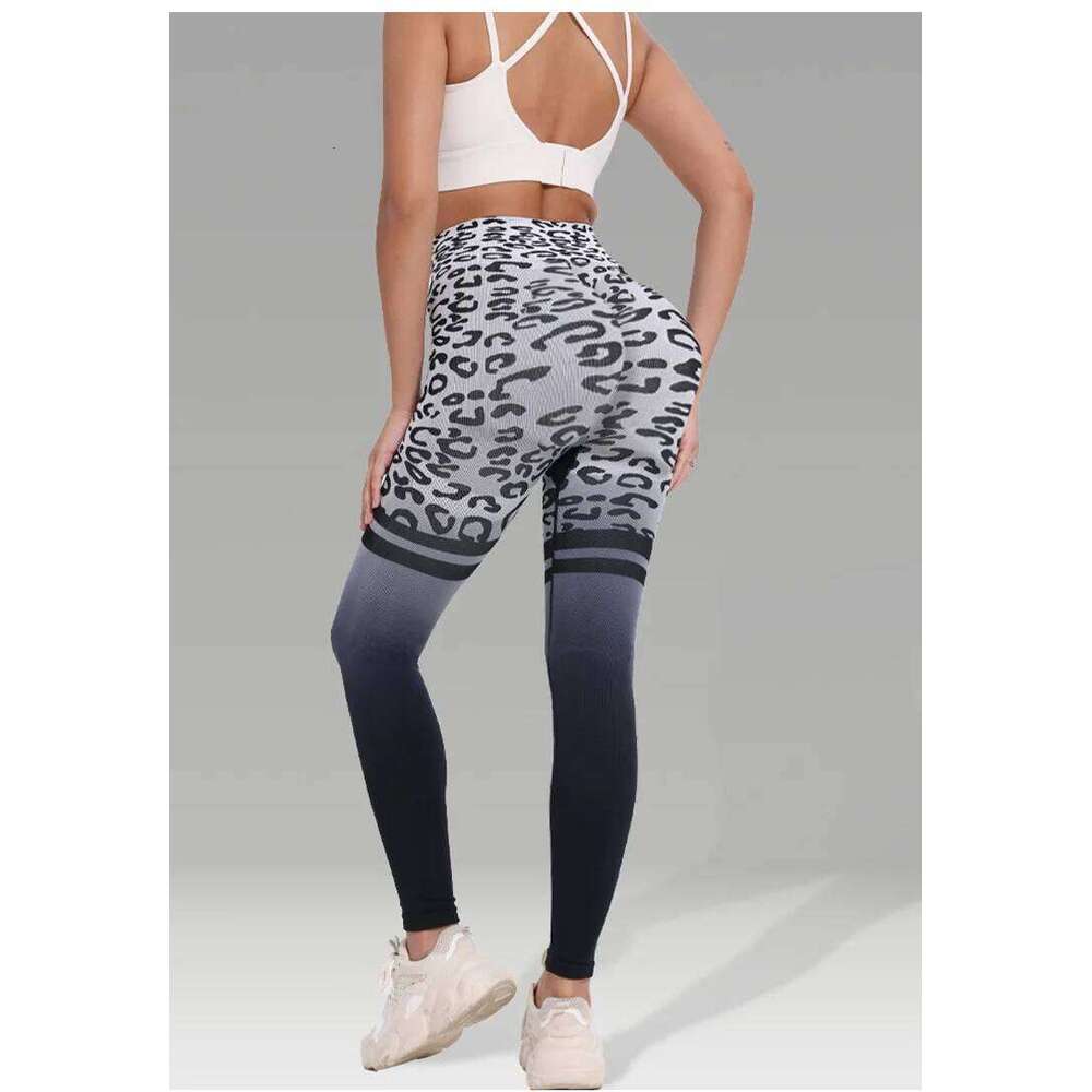 Outdoor wear for sports, women's yoga cycling and running fiess pants, leopard print gradient color long pant