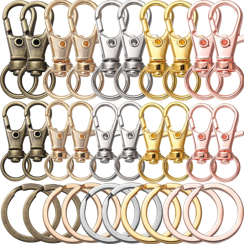 1020Pcs Swivel Clasps Set Lanyard Snap Hooks with Key Chain Rings Keychain Clip for DIY Necklace Bracelet Supplies 250811